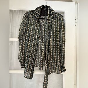 Saint Laurent Black and Cream floral blouse